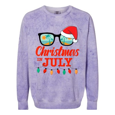 Christmas In July With Sunglasses Santa Hat For Summer Xmas Tank Top Colorblast Crewneck Sweatshirt