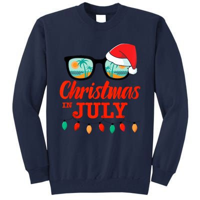 Christmas In July With Sunglasses Santa Hat For Summer Xmas Tank Top Tall Sweatshirt