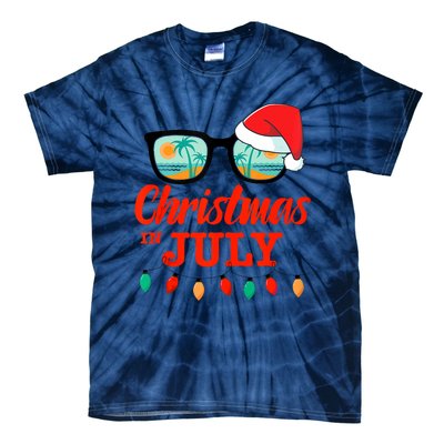 Christmas In July With Sunglasses Santa Hat For Summer Xmas Tank Top Tie-Dye T-Shirt