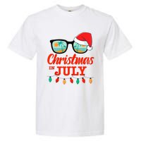 Christmas In July With Sunglasses Santa Hat For Summer Xmas Tank Top Garment-Dyed Heavyweight T-Shirt