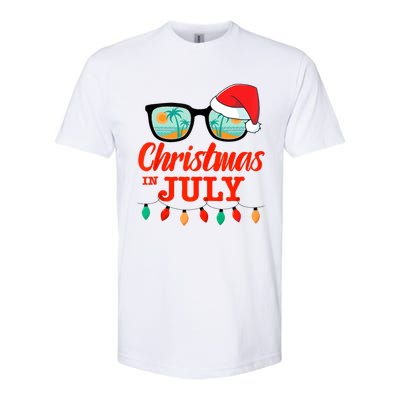 Christmas In July With Sunglasses Santa Hat For Summer Xmas Tank Top Softstyle CVC T-Shirt