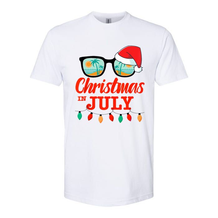 Christmas In July With Sunglasses Santa Hat For Summer Xmas Tank Top Softstyle CVC T-Shirt