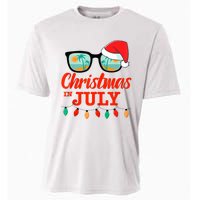 Christmas In July With Sunglasses Santa Hat For Summer Xmas Tank Top Cooling Performance Crew T-Shirt