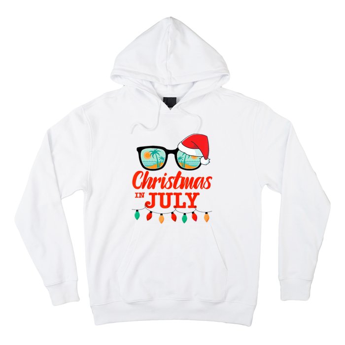 Christmas In July With Sunglasses Santa Hat For Summer Xmas Tank Top Hoodie