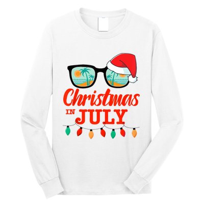 Christmas In July With Sunglasses Santa Hat For Summer Xmas Tank Top Long Sleeve Shirt