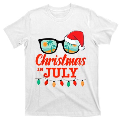 Christmas In July With Sunglasses Santa Hat For Summer Xmas Tank Top T-Shirt