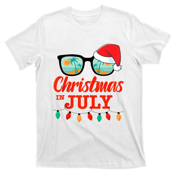 Christmas In July With Sunglasses Santa Hat For Summer Xmas Tank Top T-Shirt