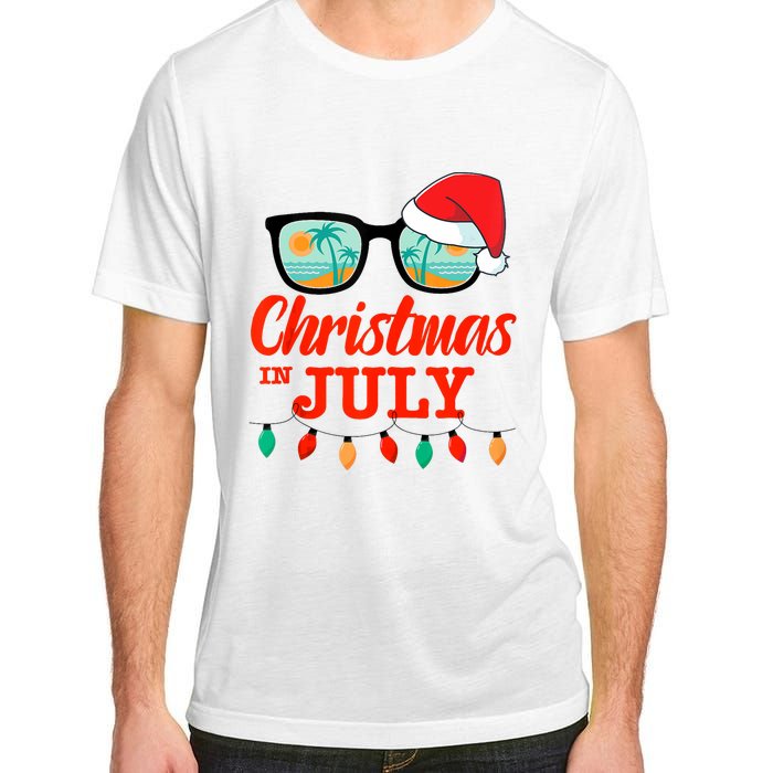 Christmas In July With Sunglasses Santa Hat For Summer Xmas Tank Top Adult ChromaSoft Performance T-Shirt