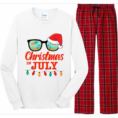 Christmas In July With Sunglasses Santa Hat For Summer Xmas Tank Top Long Sleeve Pajama Set