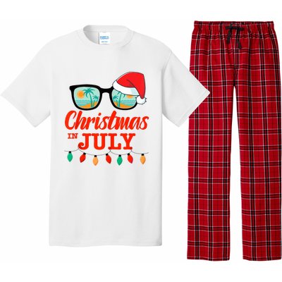 Christmas In July With Sunglasses Santa Hat For Summer Xmas Tank Top Pajama Set