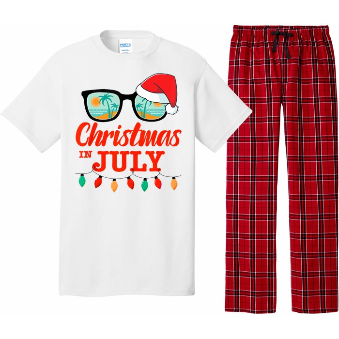 Christmas In July With Sunglasses Santa Hat For Summer Xmas Tank Top Pajama Set