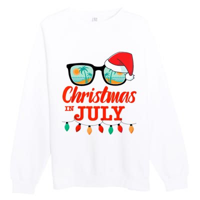 Christmas In July With Sunglasses Santa Hat For Summer Xmas Tank Top Premium Crewneck Sweatshirt