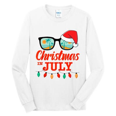 Christmas In July With Sunglasses Santa Hat For Summer Xmas Tank Top Tall Long Sleeve T-Shirt