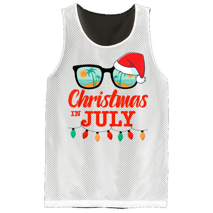 Christmas In July With Sunglasses Santa Hat For Summer Xmas Tank Top Mesh Reversible Basketball Jersey Tank