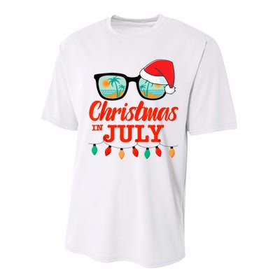 Christmas In July With Sunglasses Santa Hat For Summer Xmas Tank Top Performance Sprint T-Shirt