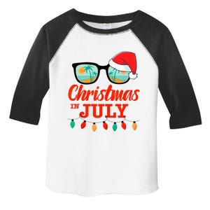 Christmas In July With Sunglasses Santa Hat For Summer Xmas Tank Top Toddler Fine Jersey T-Shirt