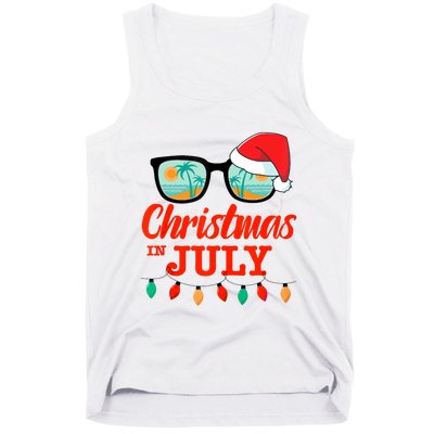 Christmas In July With Sunglasses Santa Hat For Summer Xmas Tank Top Tank Top