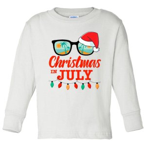 Christmas In July With Sunglasses Santa Hat For Summer Xmas Tank Top Toddler Long Sleeve Shirt