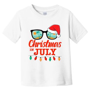 Christmas In July With Sunglasses Santa Hat For Summer Xmas Tank Top Toddler T-Shirt