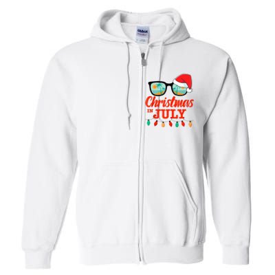 Christmas In July With Sunglasses Santa Hat For Summer Xmas Tank Top Full Zip Hoodie