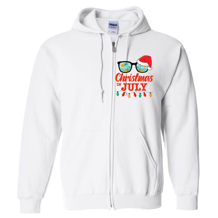 Christmas In July With Sunglasses Santa Hat For Summer Xmas Tank Top Full Zip Hoodie