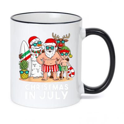 Christmas In July Santa And Friends Xmas Summer 11oz Black Color Changing Mug