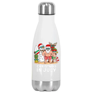 Christmas In July Santa And Friends Xmas Summer Stainless Steel Insulated Water Bottle