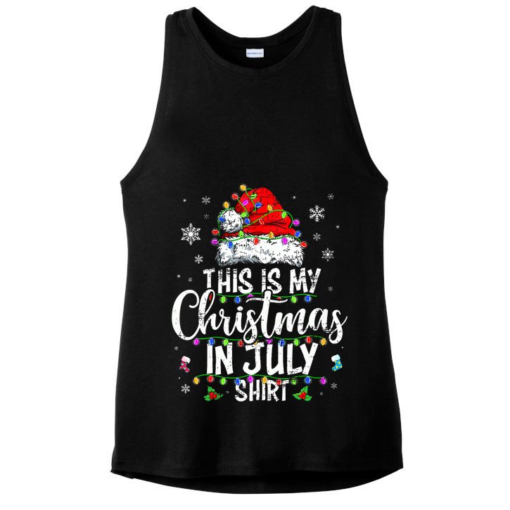 Christmas In July Santa Hat Summer Beach Vacation Xmas Ladies PosiCharge Tri-Blend Wicking Tank