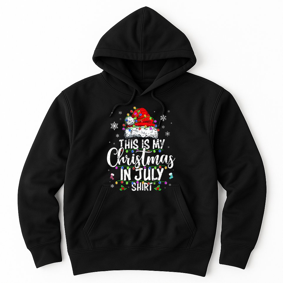 Christmas In July Santa Hat Summer Beach Vacation Xmas Hoodie