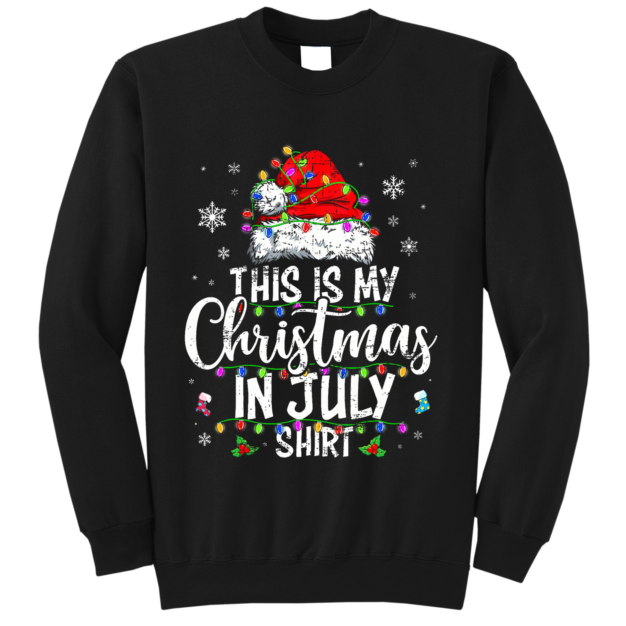 Christmas In July Santa Hat Summer Beach Vacation Xmas Sweatshirt