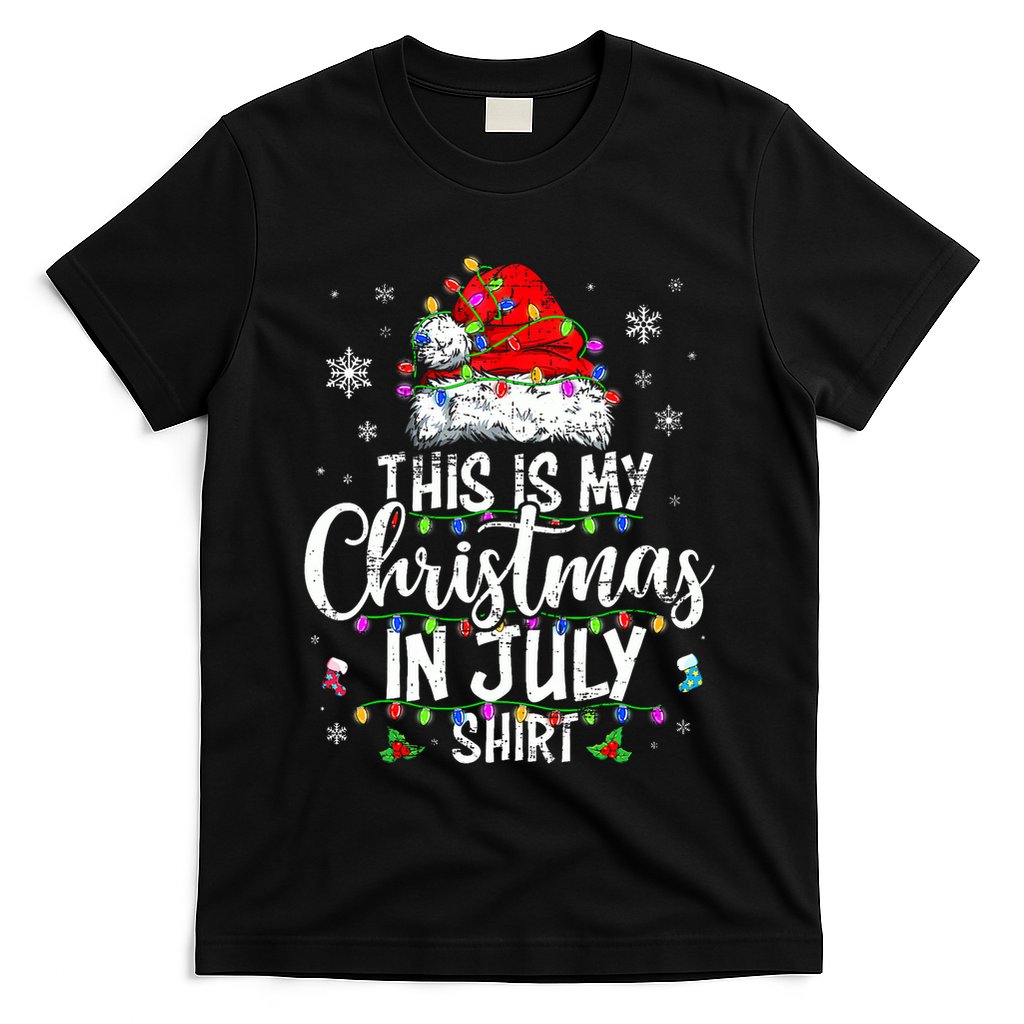Christmas In July Santa Hat Summer Beach Vacation Xmas T-Shirt