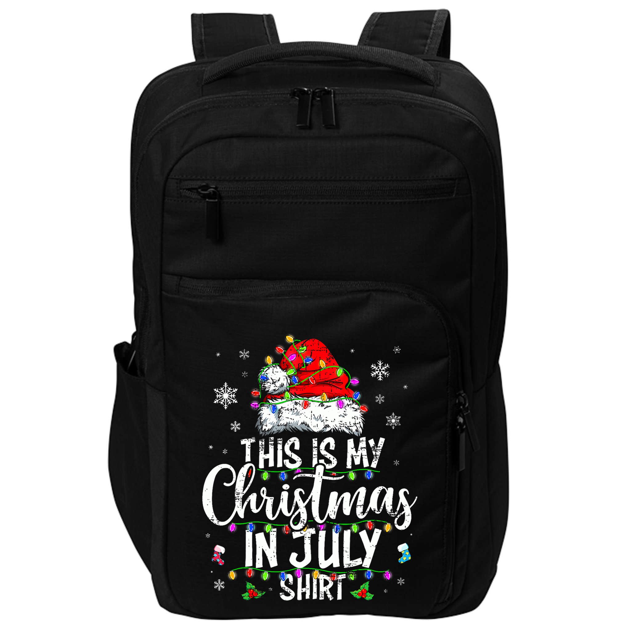Christmas In July Santa Hat Summer Beach Vacation Xmas Impact Tech Backpack
