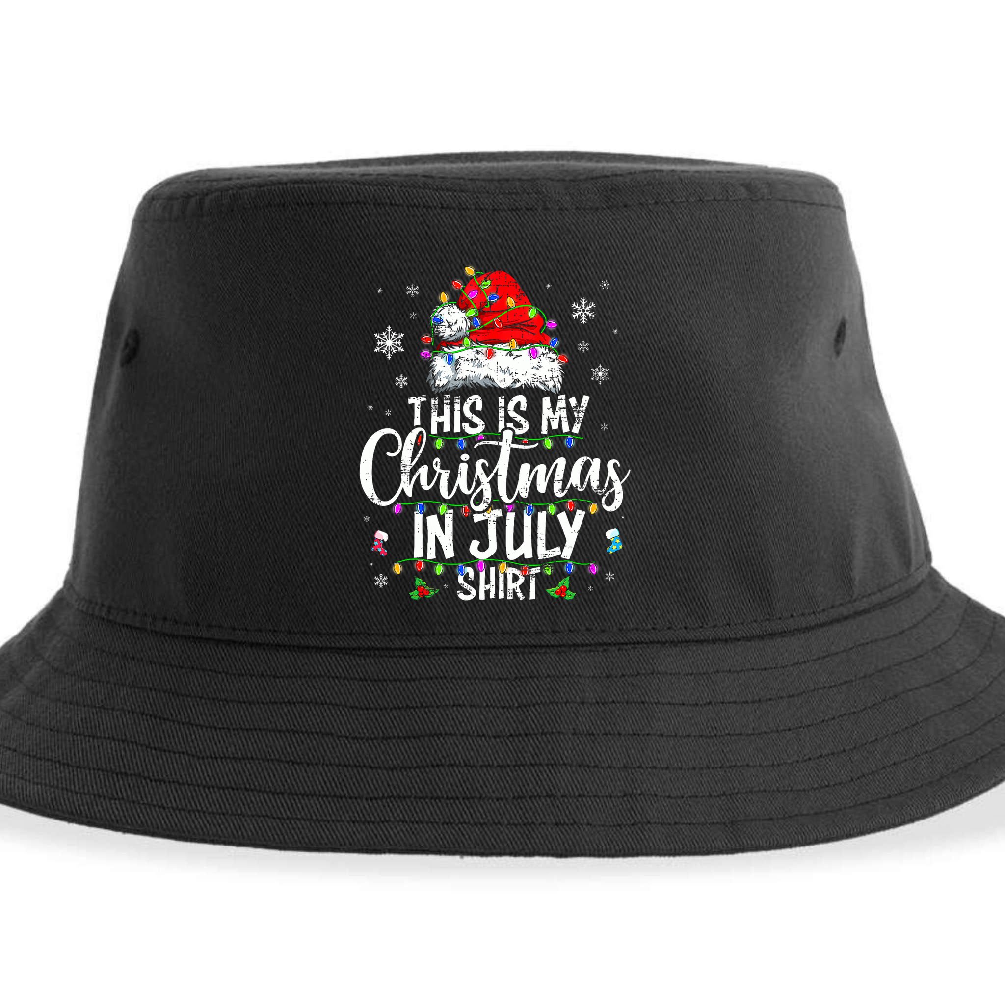 Christmas In July Santa Hat Summer Beach Vacation Xmas Sustainable Bucket Hat