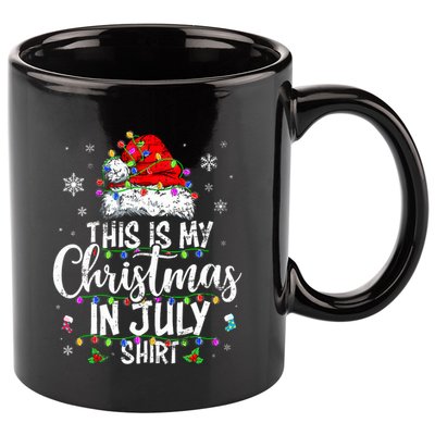 Christmas In July Santa Hat Summer Beach Vacation Xmas 11oz C Handle Ceramic Mug