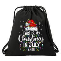Christmas In July Santa Hat Summer Beach Vacation Xmas Drawstring Bag