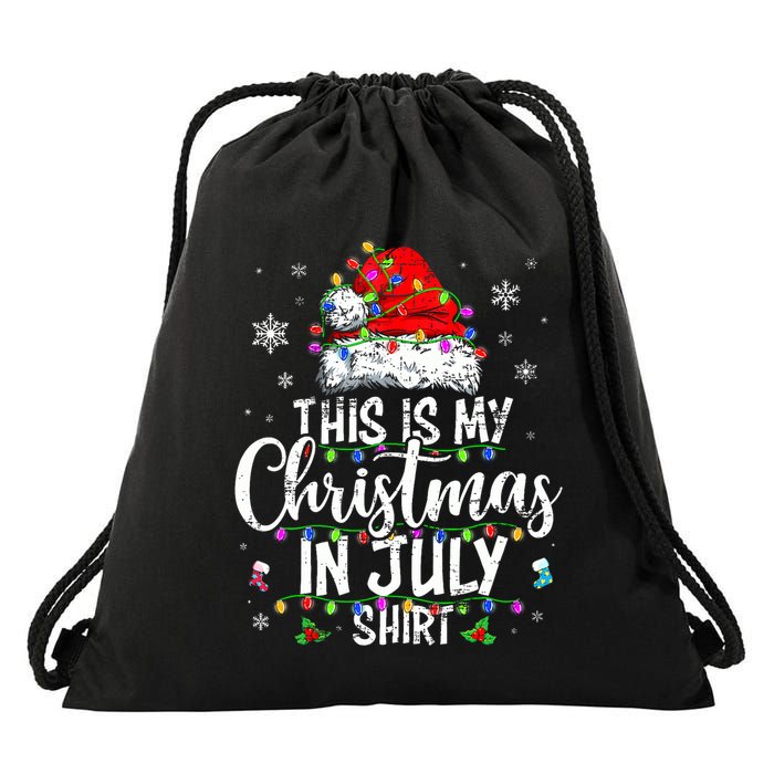 Christmas In July Santa Hat Summer Beach Vacation Xmas Drawstring Bag