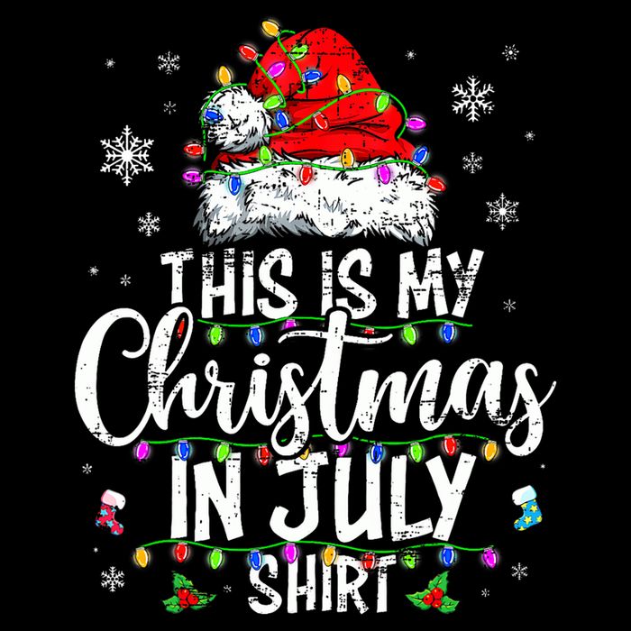 Christmas In July Santa Hat Summer Beach Vacation Xmas Drawstring Bag