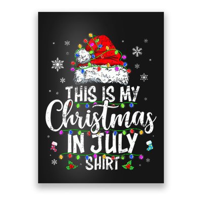 Christmas In July Santa Hat Summer Beach Vacation Xmas Poster