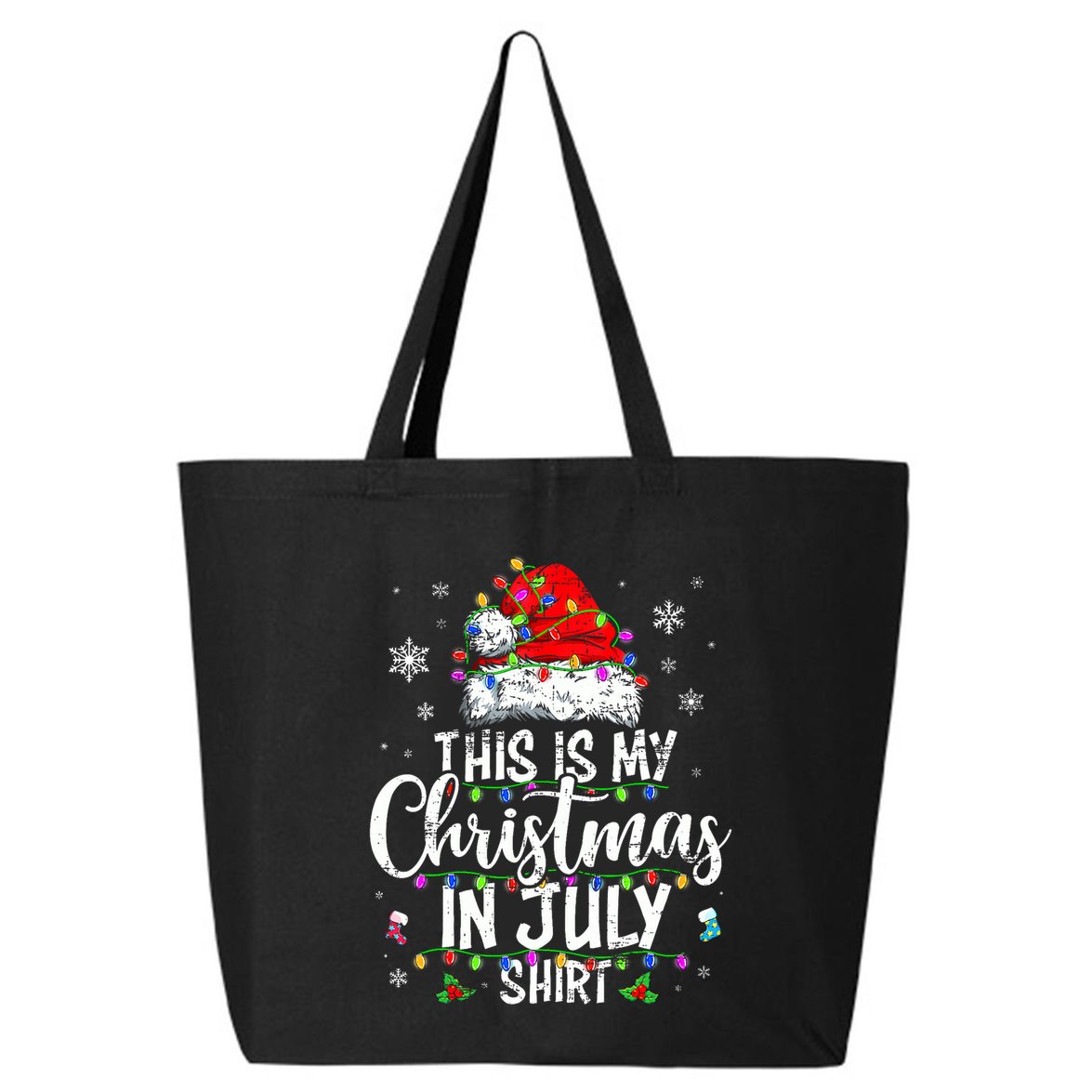 Christmas In July Santa Hat Summer Beach Vacation Xmas 25L Jumbo Tote