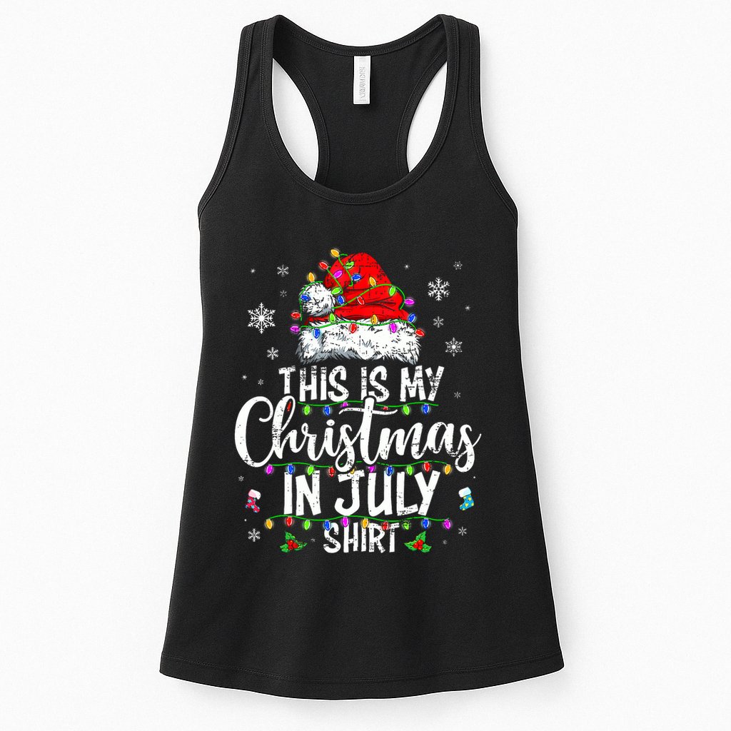 Christmas In July Santa Hat Summer Beach Vacation Xmas Womens Tank Top