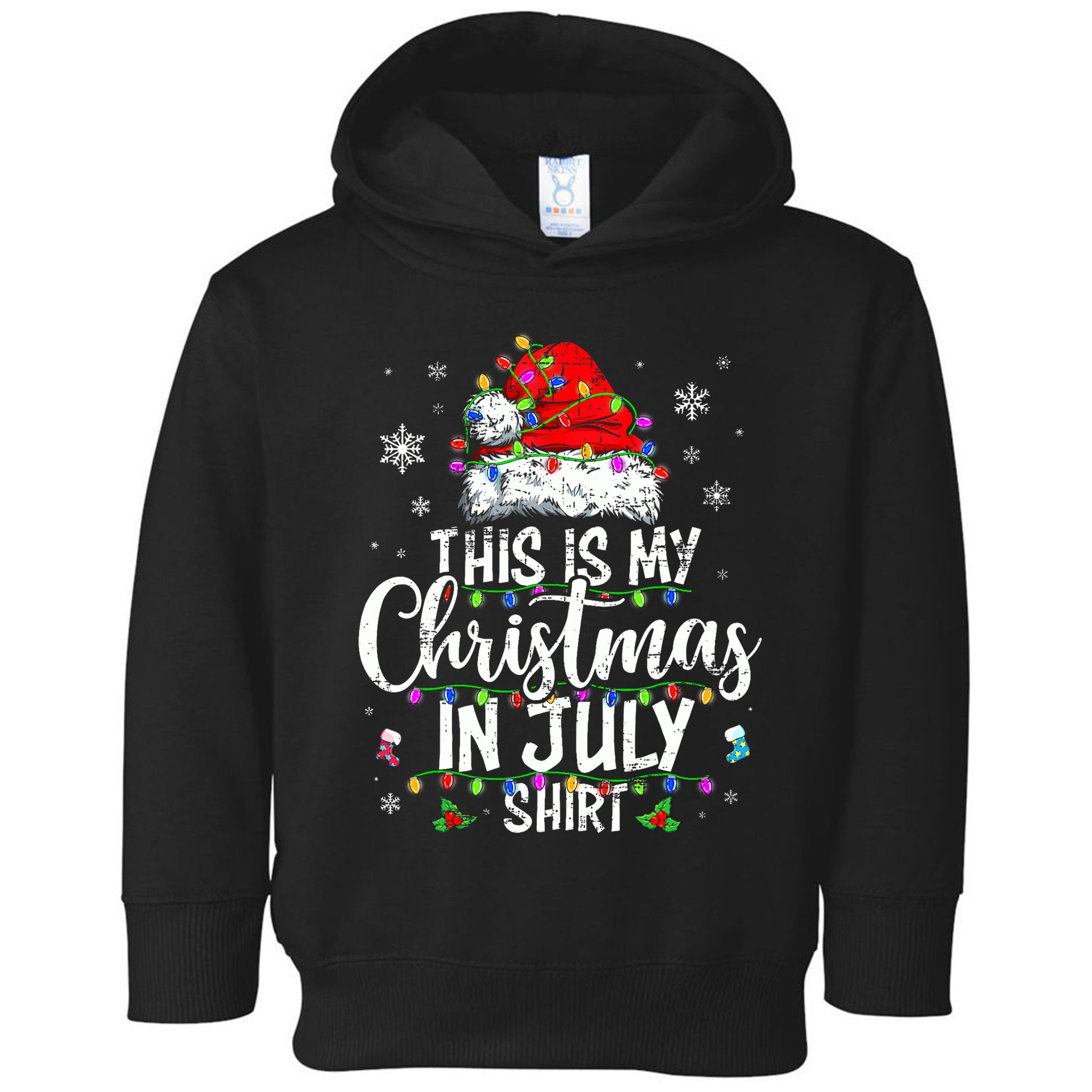 Christmas In July Santa Hat Summer Beach Vacation Xmas Toddler Hoodie