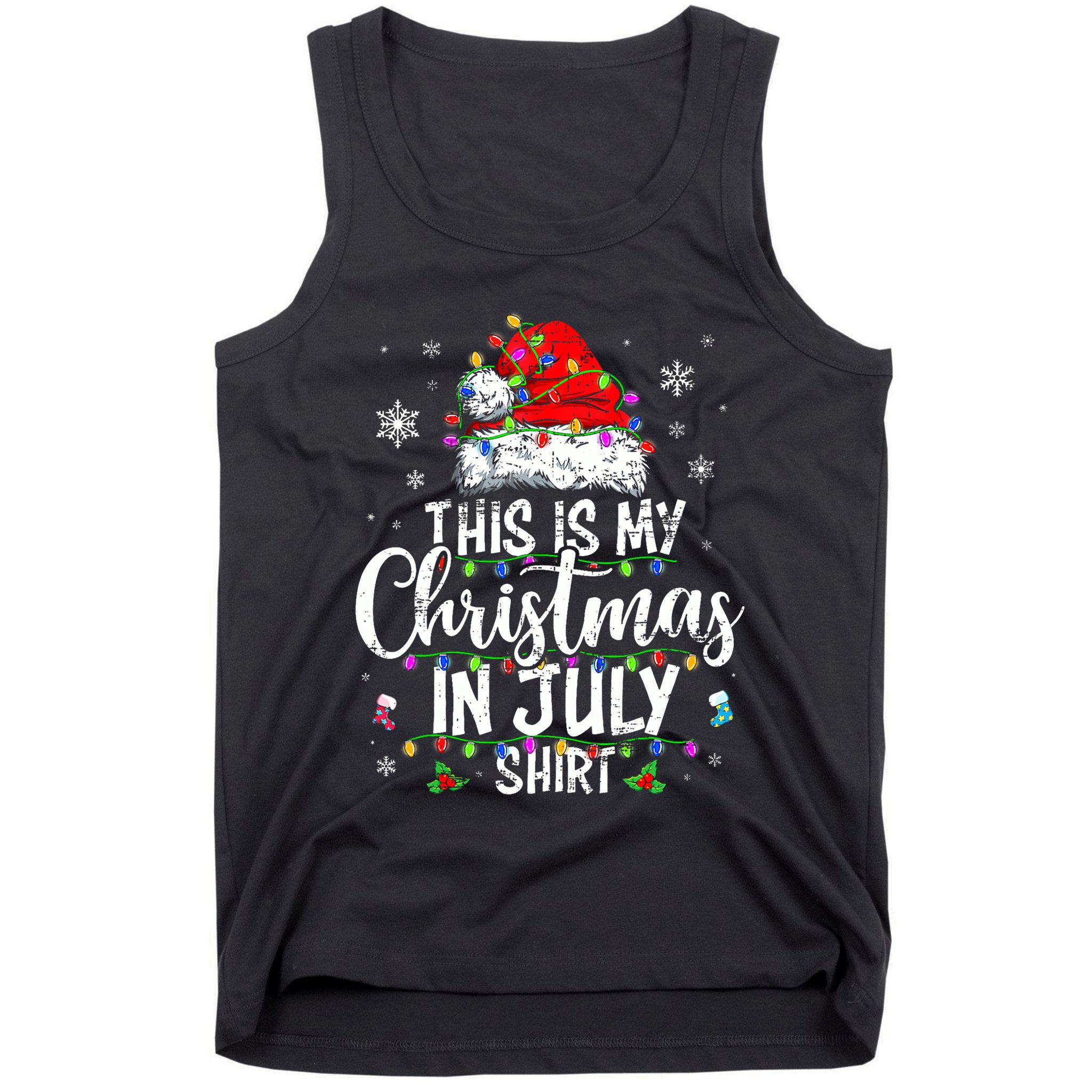 Christmas In July Santa Hat Summer Beach Vacation Xmas Tank Top
