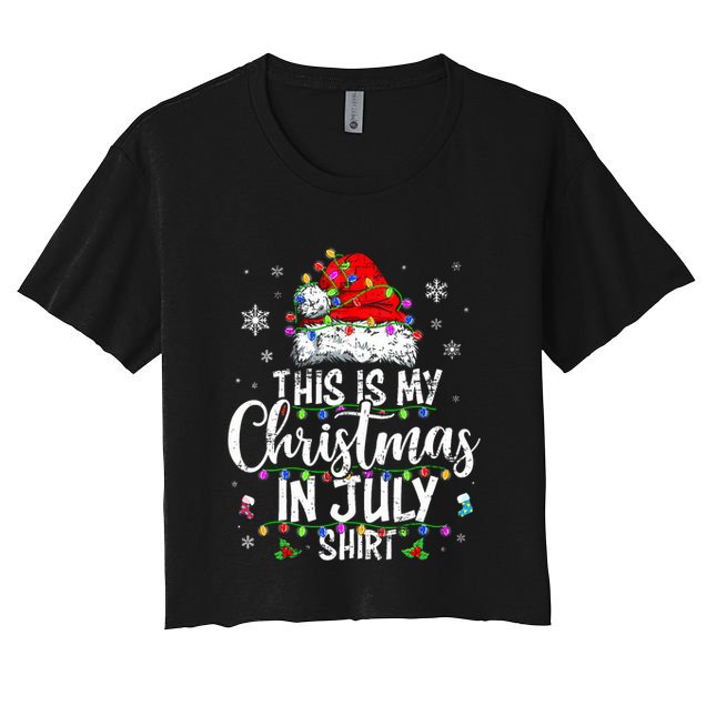 Christmas In July Santa Hat Summer Beach Vacation Xmas Crop Top