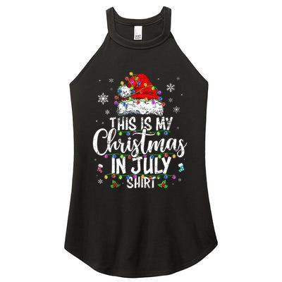 Christmas In July Santa Hat Summer Beach Vacation Xmas Women's Perfect Tri Rocker Tank