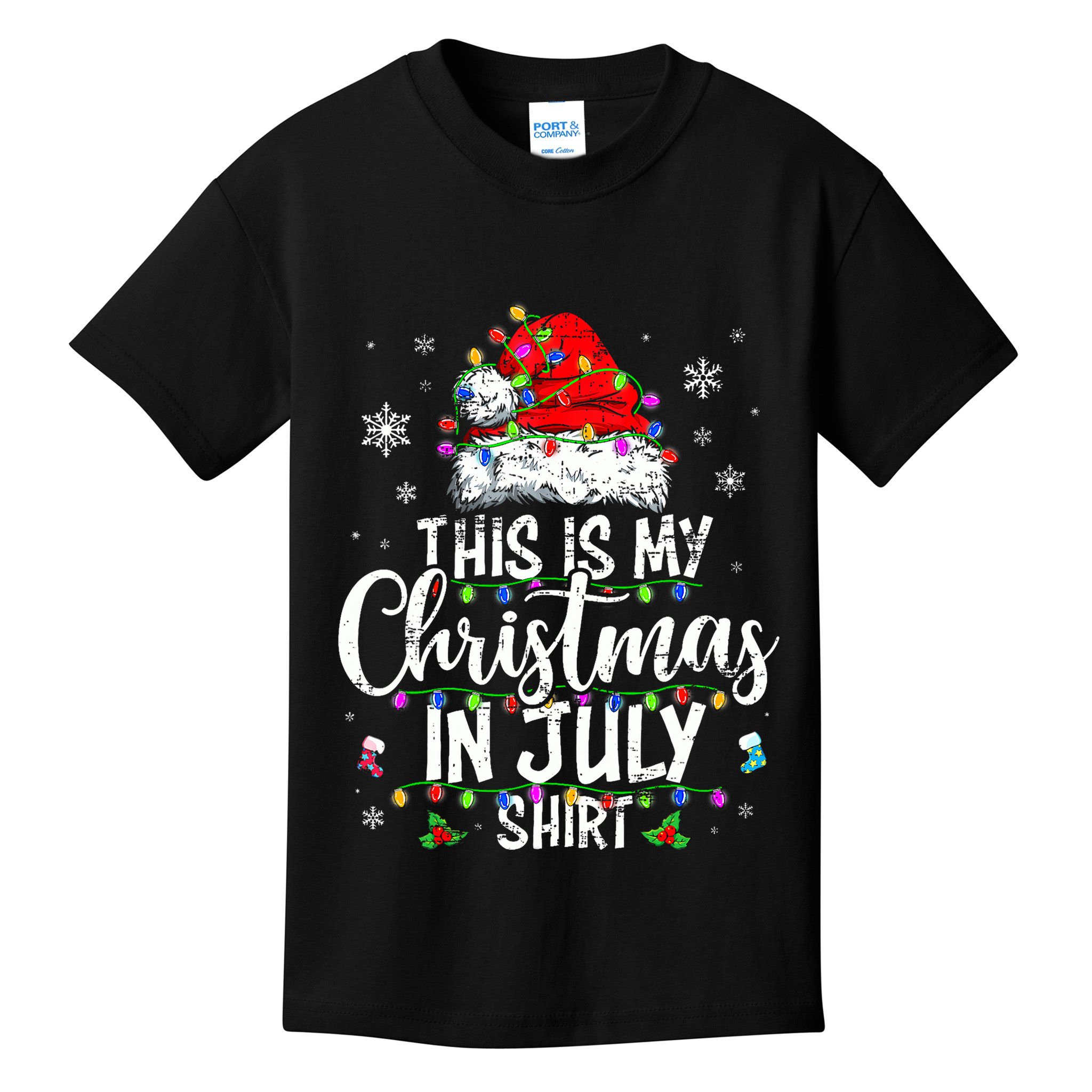 Christmas In July Santa Hat Summer Beach Vacation Xmas Kids T-Shirt