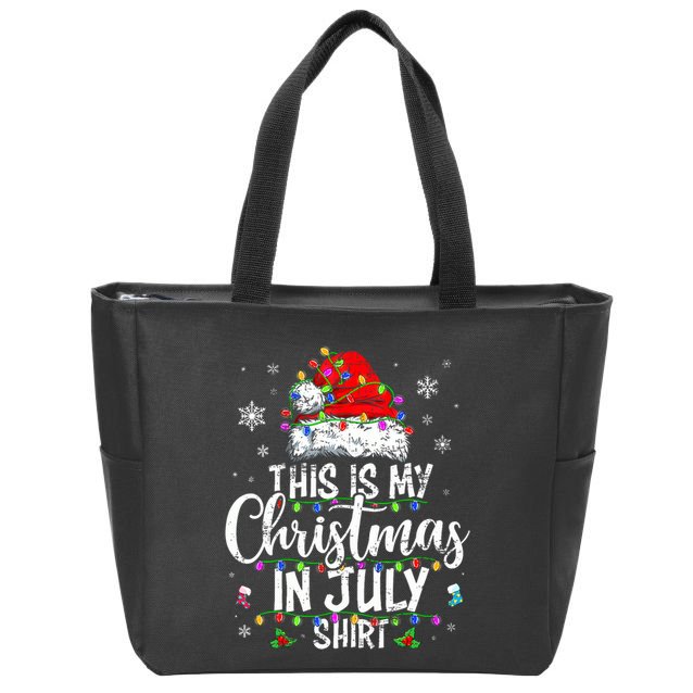 Christmas In July Santa Hat Summer Beach Vacation Xmas Zip Tote Bag