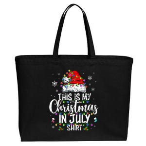 Christmas In July Santa Hat Summer Beach Vacation Xmas Cotton Canvas Jumbo Tote