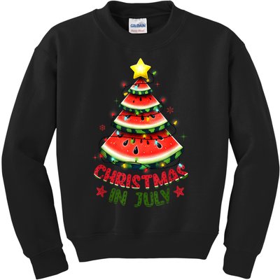 Christmas In July Watermelon Xmas Tree Kids Sweatshirt