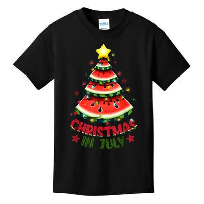 Christmas In July Watermelon Xmas Tree Kids T-Shirt