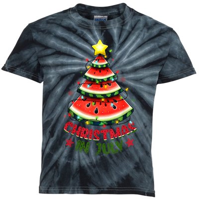 Christmas In July Watermelon Xmas Tree Kids Tie-Dye T-Shirt